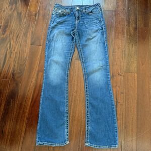 True Religion Bootcut Flap Pocket Jeans Womens Size 30 Blue Wash Stretch Y2K